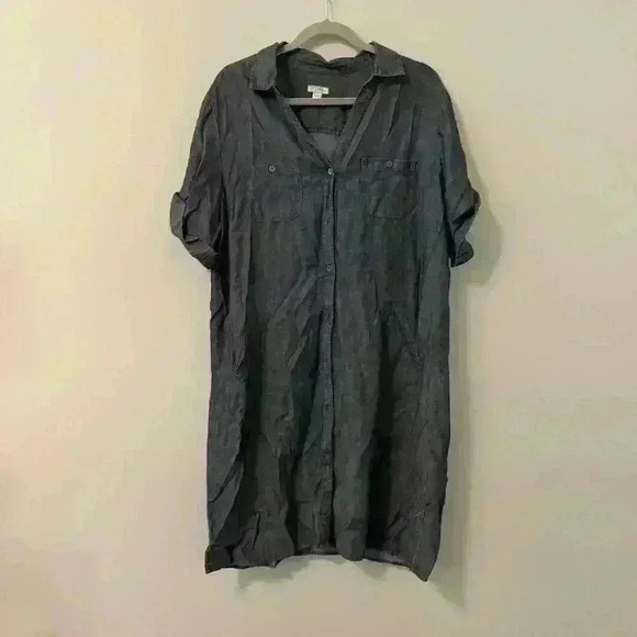 J.Jill Chambray Short-Sleeve Dress Size Large - Picture 1 of 8